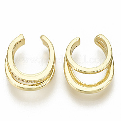 Boucles d'oreilles manchette en laiton zircon cubique transparent, boucles d'oreilles fendues, sans nickel, véritable 18k plaqué or, 17.5x14x5.5mm, diamètre intérieur: 10 mm