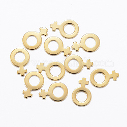 201 charms in acciaio inox, simbolo femminile, oro, 11x7.5x0.8mm, Foro: 4 mm