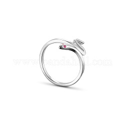 Кольца-манжеты shegrace style 925 из стерлингового серебра, открытые кольца, змея с розовато-лиловый ааа циркона, серебряные, размер США 4 1/4 (15 мм)