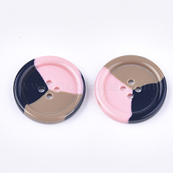 Botones de resina tricolor, 4 agujero, plano y redondo, colorido, 38x5mm, agujero: 3.5 mm