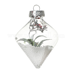 Transparente, befüllbare Kugelanhänger aus Kunststoff, Weihnachtsbaum-Hängeornament, Träne, 106x82 mm
