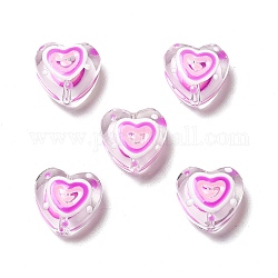 Perles vernissées manuelles, cœur, magenta, 12~12.5x12x6~6.5mm, Trou: 1mm
