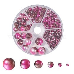 Cuentas de perlas de imitación de plástico ABS del arco iris, gradiente de perlas de sirena, redondo, coco marrón, 3 mm / 4 mm / 6 mm / 8 mm / 10 mm / 12 mm, agujero: 1~2 mm, 564 unidades / caja
