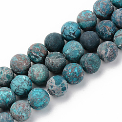 Brins de perles turquoises américaines naturelles, mat, teints et chauffée, ronde, bleu ciel, 10mm, Trou: 1mm, Environ 37~38 pcs/chapelet, 15.16' (38.5 cm)