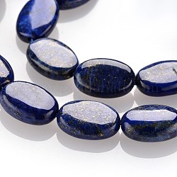 Natürlicher Lapislazuli Perlenstränge, Flachoval, gefärbt, 18x13x6 mm, Bohrung: 1 mm, ca. 23 Stk. / Strang, 16.1 Zoll