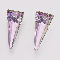 K9 Glass Rhinestone Pendants, Imitation Austrian Crystal, Faceted, Triangle, Violet, 18x8x4mm, Hole: 1.6mm