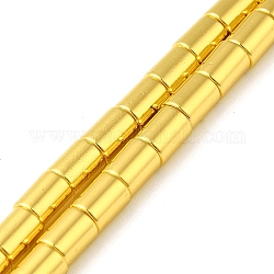 Hebras de cuentas de hematites no magnéticas sintéticas galvanizadas, columna, oro chapado, 8x6mm, agujero: 1.2 mm, aproximamente 52 pcs / cadena, 16.14'' (41 cm)