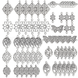 Connettori per collegamenti in lega stile tibetano sunnyclue, argento antico, 24x17.5x1mm, Foro: 2 mm, 100pcs/scatola