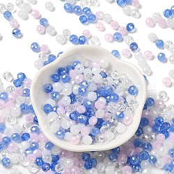 Perles en verre, facette, rondelle, bleu royal, 6x5mm, Trou: 1mm, environ 280 pcs/60 g