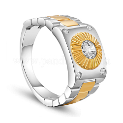 Anello da dito in argento sterling shegrace 925, con catena per orologio e vero placcato in oro 18k tondo con aaa zirconi cubici, di platino e d'oro, 21mm