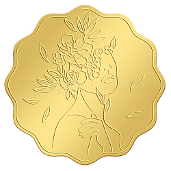 Selbstklebende Aufkleber mit Goldfolienprägung, Medaillendekoration Aufkleber, Mädchen Muster, 5x5 cm