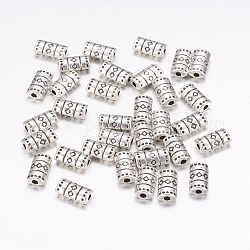 Tibetischer stil legierung perlen, Bleifrei und cadmium frei, Tube, Antik Silber Farbe, ca. 9 mm lang, 5 mm breit, 3 mm dick, Bohrung: 2 mm