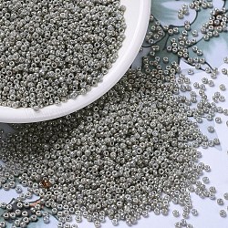Perles rocailles miyuki rondes, Perles de rocaille japonais, 11/0, (r1865) lustre gris fumée opaque, 2x1.3mm, Trou: 0.8mm, environ 1111 pcs/10 g