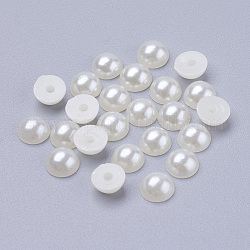 DIY Craft 6MM Half Round Acrylic Cabochons, Imitated Pearl Style, Creamy White, Size: about 6mm in diameter, 3mm thick