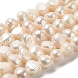 Brins de perles de culture d'eau douce naturelles, deux faces polies, Note 3 un, papayawhip, 8~9x9~10x7~8mm, Trou: 0.6mm, Environ 41~42 pcs/chapelet, 13.78~13.58 pouce (34.5~35 cm)