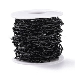 304 Stainless Steel Paperclip Chains, Faceted, with Spool, Unwelded, Electrophoresis Black, 17x7x1.5mm, about 16.40 Feet(5m)/Roll