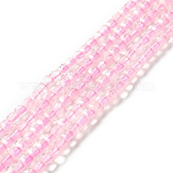 Hebras de cuentas de cuarzo rosa natural, facetados, cubo, 2.5x2.5x2.5mm, agujero: 0.7 mm, aproximamente 170 pcs / cadena, 15.35'' (39 cm)