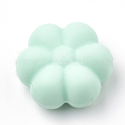 Perle di silicone ecologiche per uso alimentare, masticare perline per i denti, fare collane fai-da-te fai-da-te, flowerr, acquamarina, 14x13x6mm, Foro: 2 mm