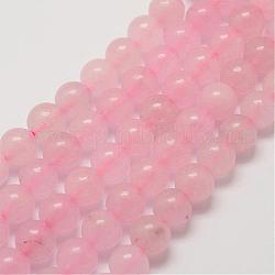Chapelets de perles en quartz rose naturel, ronde, teinte, 8mm, Trou: 1mm, Environ 48 pcs/chapelet, 15.7 pouce