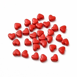 Cuentas de aleación pintadas con aerosol de corazón, Sin cadmio y níque y plomo, rojo, 5x6x3mm, agujero: 1.2 mm