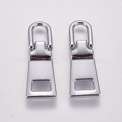 Alloy Zipper Puller, Garment Accessories, Plated Chrome Color, 28.5mm, Hole: 4.5x7mm