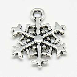 Pendente in lega stile tibetano, fiocco di neve,  cadmio& piombo libero, argento antico, 18x14.5x2.5mm, Foro: 2 mm