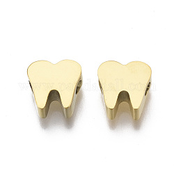 Abalorios de 304 acero inoxidable, forma del diente, dorado, 8x8x3mm, agujero: 1.8 mm