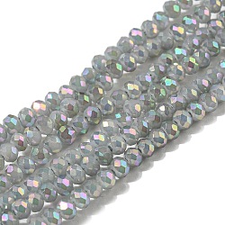 Chapelets de perles en verre électroplaqué, plein arc-en-plaqué, facette, rondelle, cornsilk, 3x2mm, Trou: 0.8~1mm, Environ 165~169 pcs/chapelet, 15.7~16.1 pouce (40~41 cm)