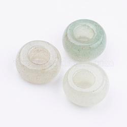 Perle europee di avventurina verde naturale, perline con foro grande, rondelle, 12x6~7mm, Foro: 5 mm