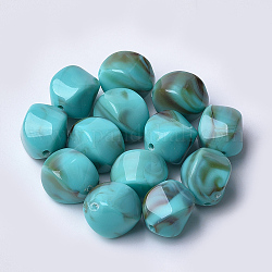 Perles acryliques, style de pierres fines imitation, pépites, turquoise foncé, 15.5x12x12mm, Trou: 1.8mm