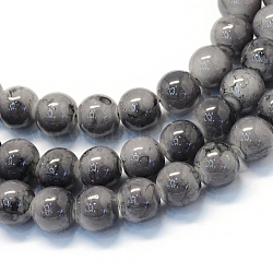 Chapelets de perles rondes en verre peint de cuisson, grises , 8.5~9mm, Trou: 1.5mm, Environ 105 pcs/chapelet, 31.8 pouce