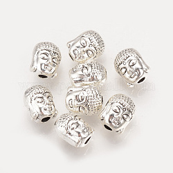 Perline in lega stile tibetano, Budda,  cadmio& piombo libero, argento antico, 9x7x7mm, Foro: 2 mm