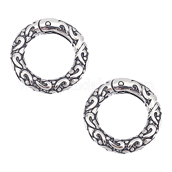 Unicraftale 2 pièces style tibétain 316 anneaux de porte à ressort texturés en acier inoxydable chirurgical, o bagues, anneau, argent antique, 6 jauge, 20x4mm, diamètre intérieur: 13 mm