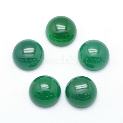 Natural Green Onyx Agate Cabochons, Half Round, 8x3.5~4mm