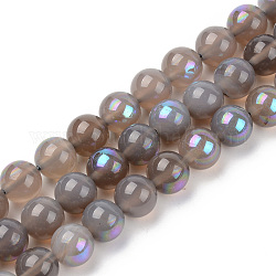 Electroplated Natural Labradorite Beads Strands, Round, 10mm, Hole: 1mm, about 37~38pcs/strand, 15.16 inch(38.5cm)
