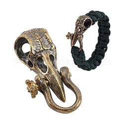 Perles edc en laiton, perles de chaîne de parachute, breloques en métal pour bracelet porte-clés lanière couteau, crane, bronze antique, 44.5x19x13.5mm