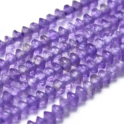 Chapelets de perles en améthyste naturelle, facette, Toupie, 2x1mm, Trou: 0.5mm, Environ 390 pcs/chapelet, 15.35 pouce (39 cm)