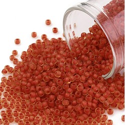 Toho perles de rocaille rondes, Perles de rocaille japonais, (388fm) topaze doublée rouge foncé mat, 11/0, 2.2mm, Trou: 0.8mm, environ 5555 pcs/50 g