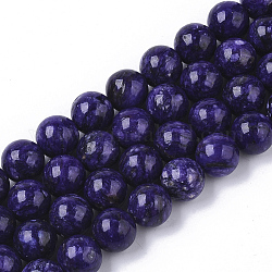 Chapelets de perles de charoite naturel, teinte, ronde, 10mm, Trou: 1mm, Environ 41 pcs/chapelet, 15.55 pouce (39.5 cm)