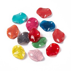 Crackle undurchsichtigen Acryl Perlen, Nachahmung türkis, Oval, Mischfarbe, 34~34.5x26x5 mm, Bohrung: 2 mm, ca. 167 Stk. / 500 g