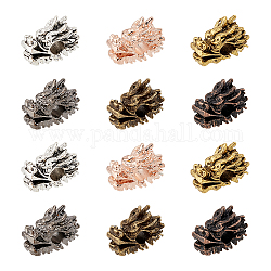 Superfindings 36 Uds cuentas de aleación de estilo tibetano cabeza de dragón cuentas de colores mezclados conector de encantos para diy pulsera collar fabricación de joyas