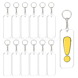 BENECREAT DIY Transparent Acrylic Keychain Clasps Making Kits, Including Rectangle Blank Big Pendants, Iron Split Key Rings, Clear, Pendants: 90x37.5x3mm, hole: 4mm, 15pcs/box
