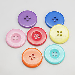 Resin Buttons, Dyed, Flat Round, Mixed Color, 30x3mm