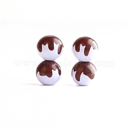 Perles en bois imprimées, rond avec motif chocolat, chardon, 16mm