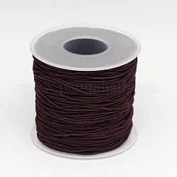 Cordon élastique rond enveloppé par un fil de nylon, café, 0.6mm, environ 65.61 yards (60 m)/rouleau