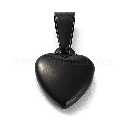 Ion Plating(IP) 304 Stainless Steel Pendants, Puffed Heart, Black, 13x11x4mm, Hole: 3x7.5mm