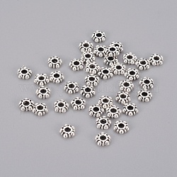 Antiker Silber legierung Rondelle Spacer Perlen, Bleifrei und cadmium frei, ca. 5.8 mm breit, 2.2 mm lang, Bohrung: ca. 1.5 mm