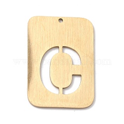 Placcatura ionica (ip) 304 ciondoli in acciaio inossidabile, rettangolo con l'alfabeto, cavo, letter.c, 32x22x1mm, Foro: 1.5 mm