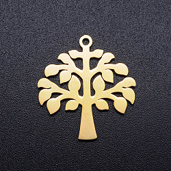 201 Stainless Steel Pendants, Tree of Life, Golden, 22x20x1mm, Hole: 1.5mm
