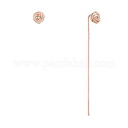 Shegrace fantásticos pendientes asimétricos de plata de ley 925, flor color de rosa, oro rosa, 60mm